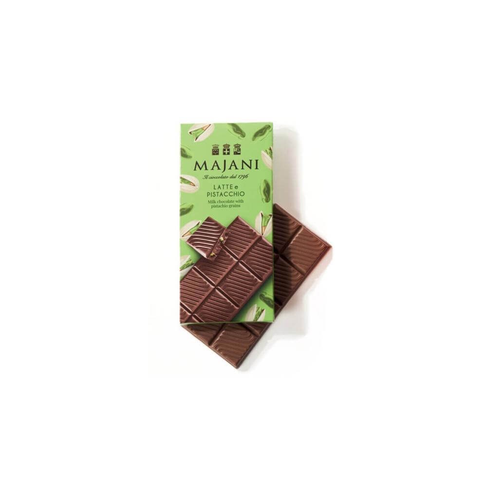 Majani Milk Chocolate with Pistachio Grains Bar 100g